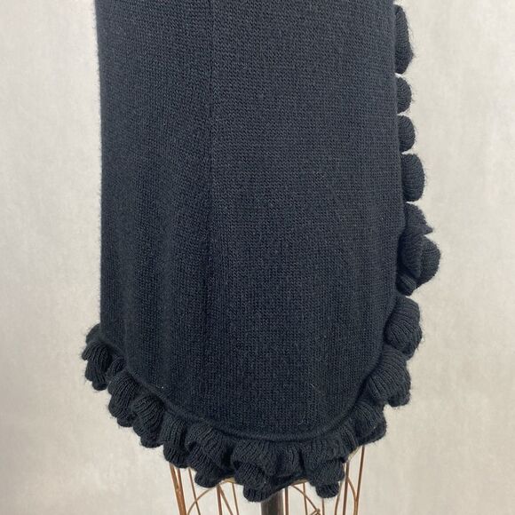 Lael Alpaca Sweater Vest Cardigan Medium Long Ruffle Collar Black Knit - Picture 6 of 16